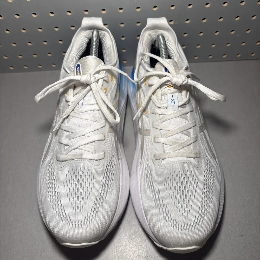 ASICS Gel-Kayano 31 Shoes Mens Size 10 White Blue Running Athletic Sneakers